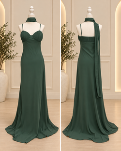Forest Solstice Scarf-Drape Maxi Dress