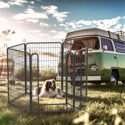 6 Panels Heavy Duty Metal Playpen with door,39.37H Dog Fence Pet Exercise Pen for Outdoor, Indoor