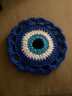 Crocheted Evil Eye Coasters