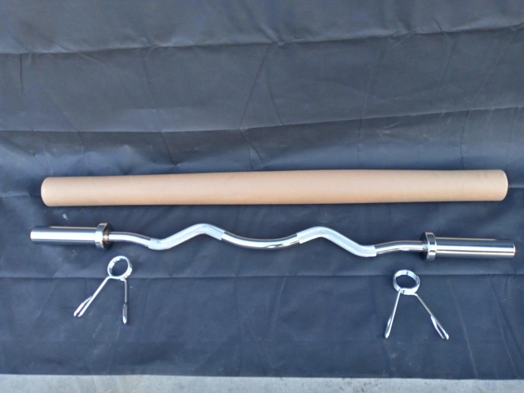 CURLED 4FT BARBELL, BRAND NEW