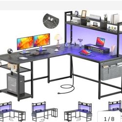 Unikito L Shaped Desk With Power Outlet & Led