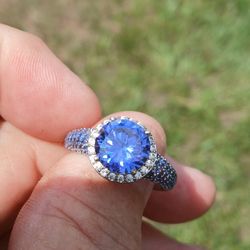 Bella Luce Tanzanite And Lab Created Sapphire Ring, Rhodium Over Sterling Silver, Size 10,