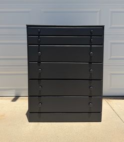 6 Drawer Solid Maple Wood Dresser / Color: Dark Grey