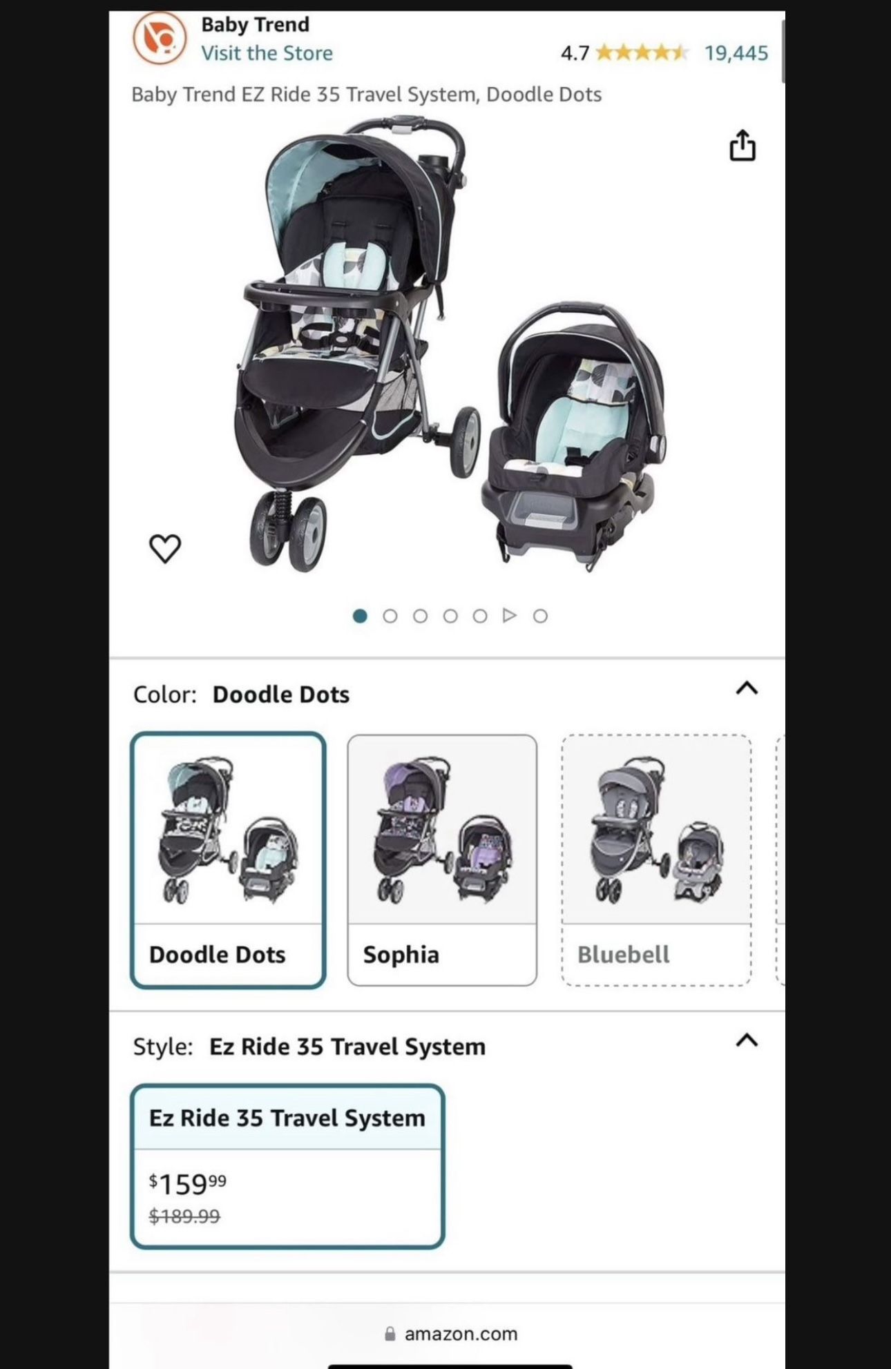 Baby Trend Baby Stroller And Car Seat Combo Set 
