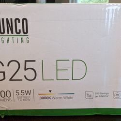NEW - SUNCO 10 Pack G25 LED Globe Lightbulbs Warm White Dimmable 5.5 watt=60w 500 Lumen E26 Base Indoor Outdoor Use