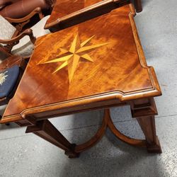 Two Solid Hardwood End Tables