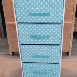 New Polka Dot Fabric 4-Drawer Organizer 37" Tall - Blue/White Dresser