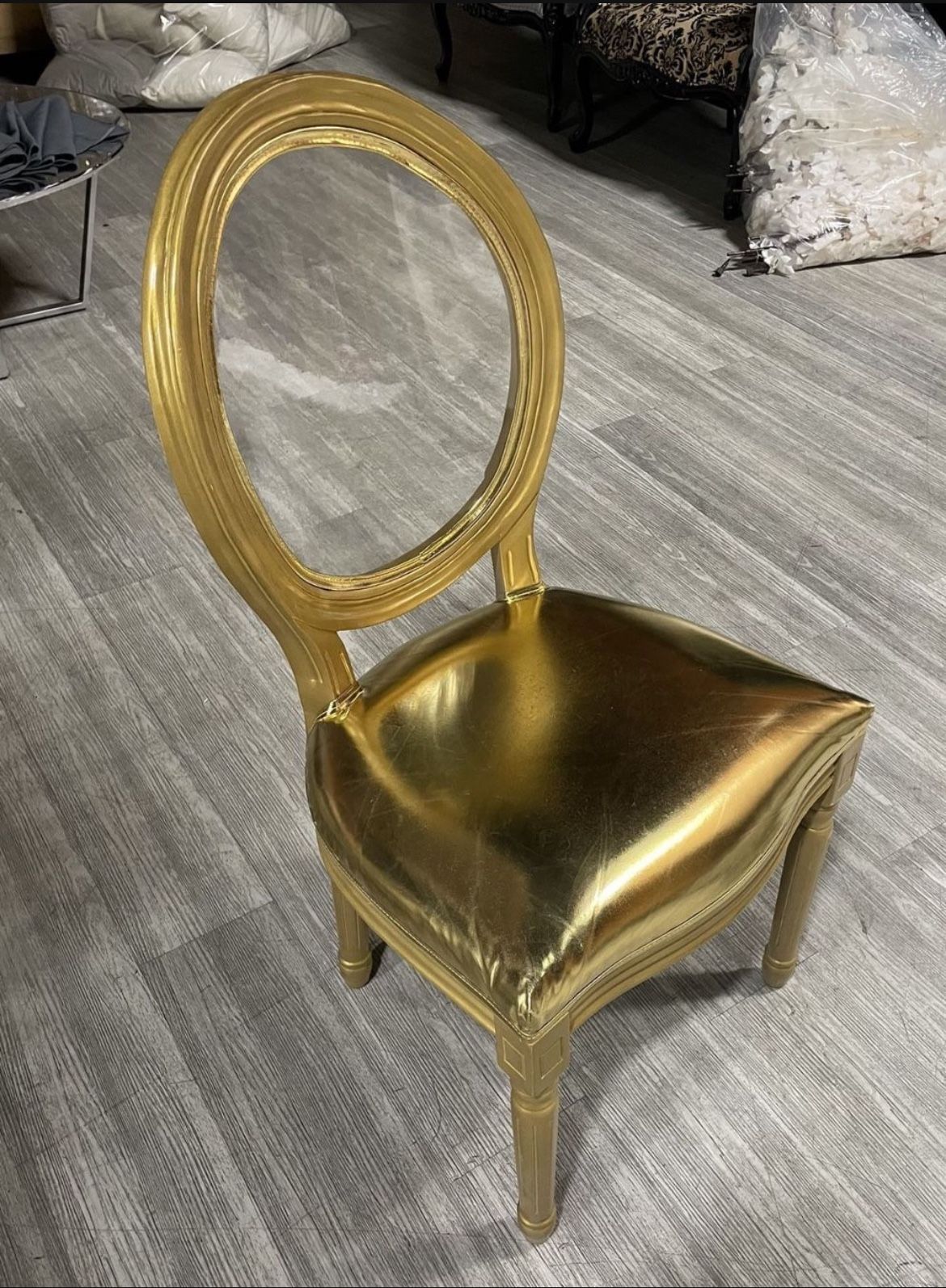 Gold Dior Clear Back Dining Chairs