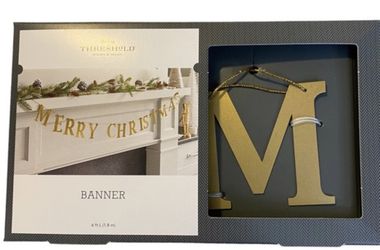 Threshold Merry Christmas  Gold Metal Banner 