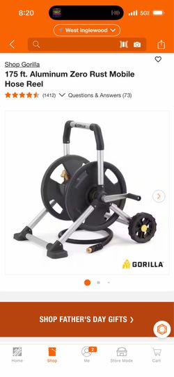Gorilla 175 ft. Aluminum Zero Rust Mobile Hose Reel
