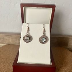 Rose Gold Tranquility Abalone Dangle Earrings