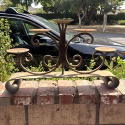 Antique rod iron candelabra candle holder