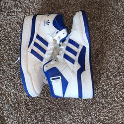 Blue And White Adidas High Tops 