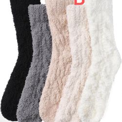 Fuzzy Socks for Women - 5 Pairs Warm Cozy Socks For Women Mom, Slipper Socks
