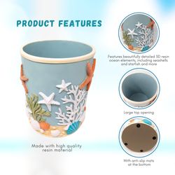 3D Ceramic Starfish Seashell Ocean Utensil Holder Home Decor Size 8" Tall, 7" Diameter New Condition