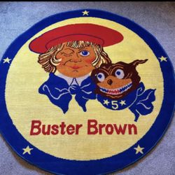 Rare Vintage Buster Brown &Tige Round Rug Excellent Condition 