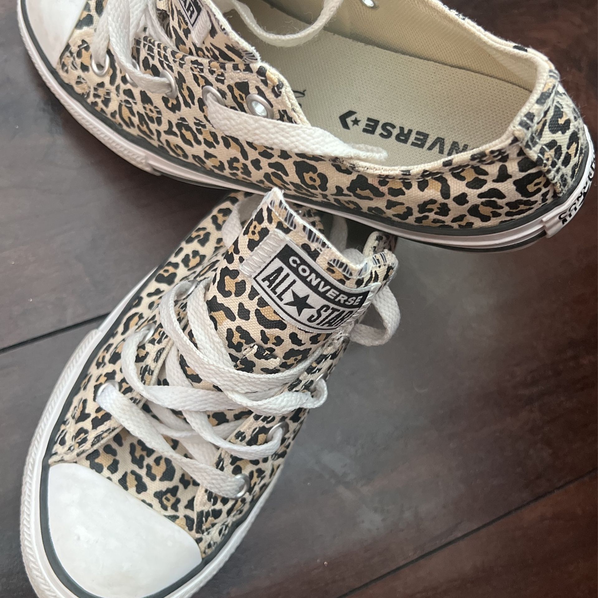 Size 3 Girls Cheetah Print Converse Shoe