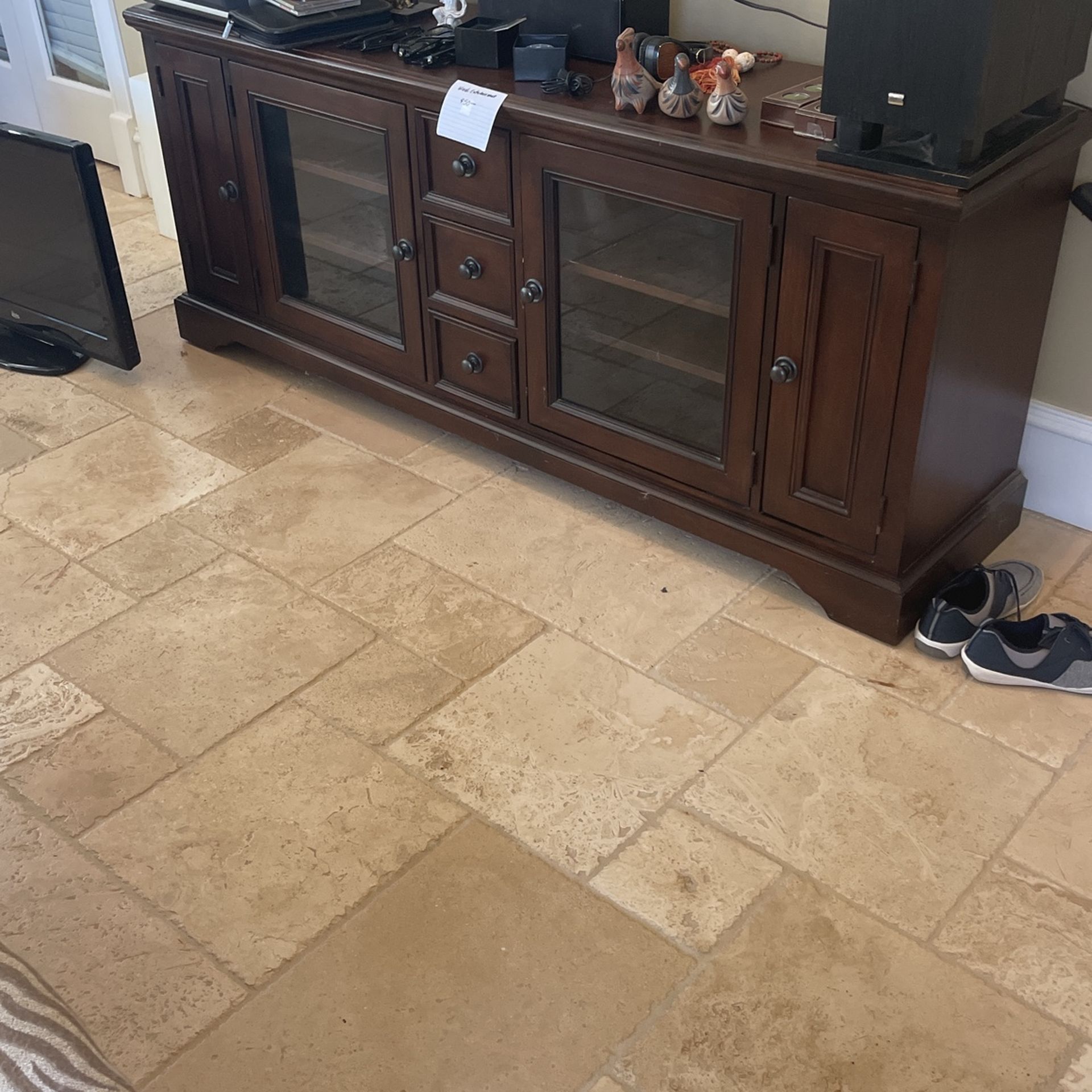 Dark Wood Entertainment Stand With Plenty Of Storage