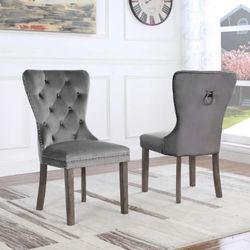 Velvet Fabric Chairs Tufted Buttons