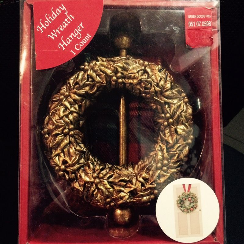 Holiday door wreath hanger