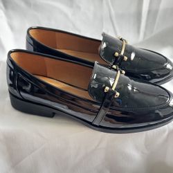 Black Patent Penny Loafers-Ladies 8