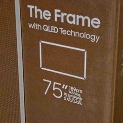 75 Inch Frame Samsung Smart TV 4K UHD Qled with 120 Hz refresh rate.  Brand new Factory Sealed 