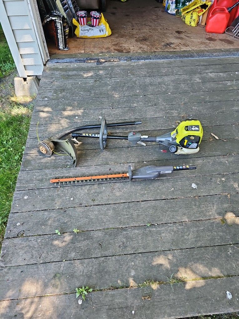 RYOBI string Trimmer + Hedge Trimmer Attachement