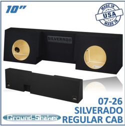 Black 10" Dual Sealed Sub Box, Fits 07-26 Chevy Silverado Regular-Cab