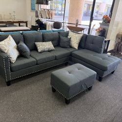 Sectional With Storage Ottoman 