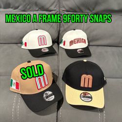 LMB  New Era Team Mexico Off White , Brown And Black 9forty A Frame SnapBack Hats 