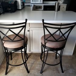 2 Dark Brown Bar Stools