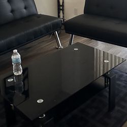 Black glass coffee table 