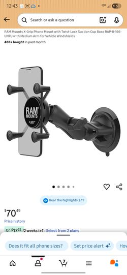 RAM Mounts X-Grip Phone Mount with Twist-Lock Suction Cup Base