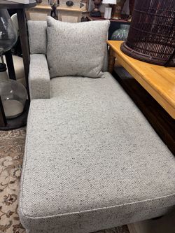 Gray Herringbone Upholstered Chaise Lounge
