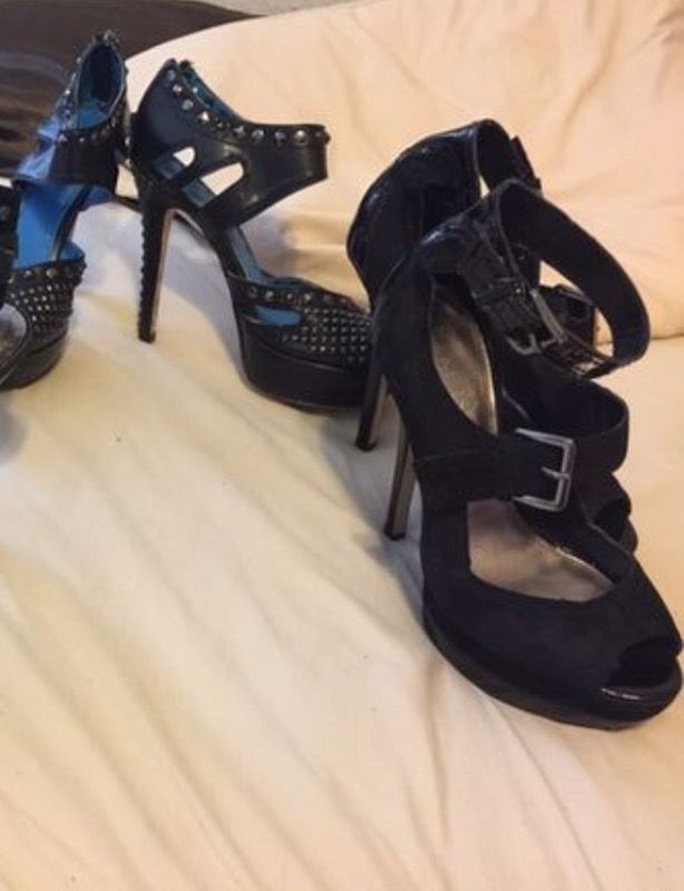 Women's Sz 7 & 7.5 Black Platform Heels Club Party