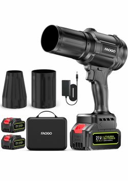 Soplador de hojas inalámbrico con 2 baterías y cargador, soplador de mano eléctrico de 990,000 rpm, ligero para césped, patio, cuidado del jardín, col