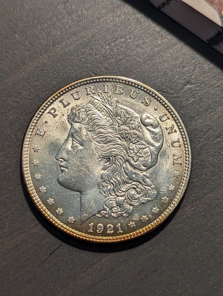 1921 Morgan Silver Dollar Choice Uncirculated Rainbow Toned