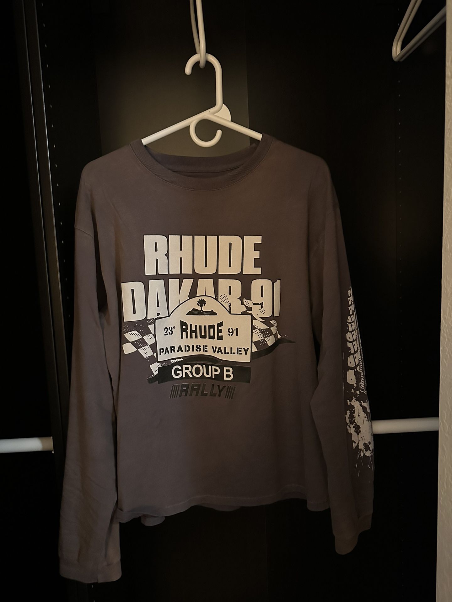 Rhude Dakar Vintage Gray Longsleeve Shirt Size Small 