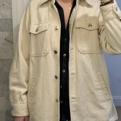 H&M Corduroy Jacket Tan Beige Size S Oversized 