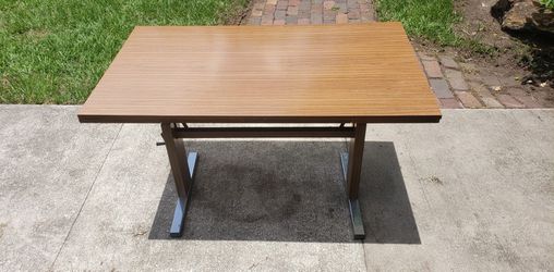 Rare Desk, Mid Century/Industrial, Crank Height and Width Adjustable Height Best For Student/Child