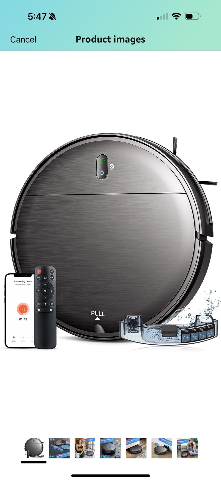 MAMNV Robot Vacuum and Mop Combo, WiFi/App, Robotic Vacuum Cleaner with Schedule, 2 in 1 Mopping Robot Vacuum with Watertank and Dustbin, Self-Chargin
