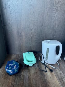 Bella Waffle Maker, Dash Sandwich Maker, and Rival Electric Kettle Bundle