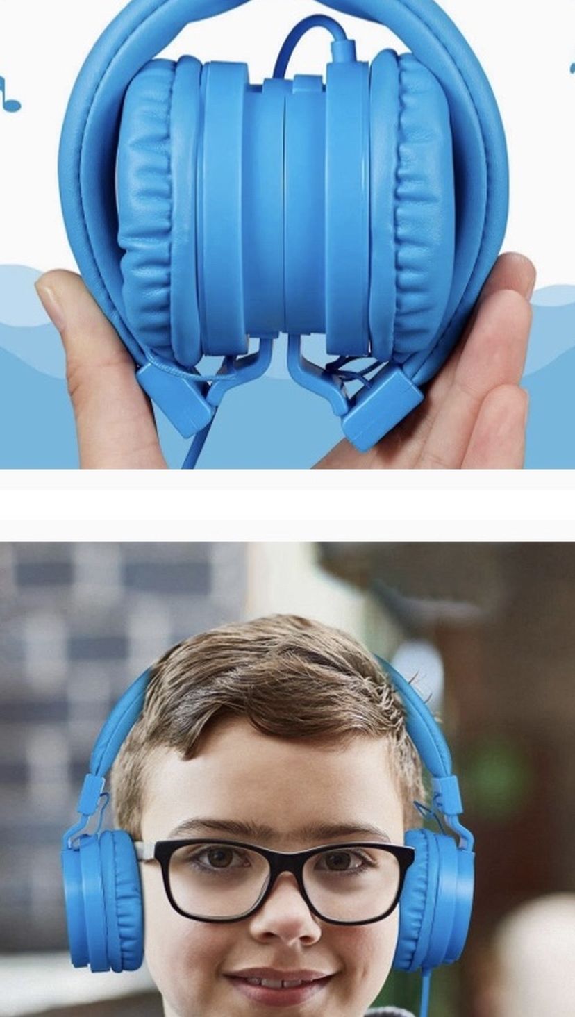 Kids Headphones, Foldable, Adjustable Headband with 3.5mm Jack, Volume Limited Safe, Lightweight On-Ear Earphones for Children Boys Girls’ Cellphones