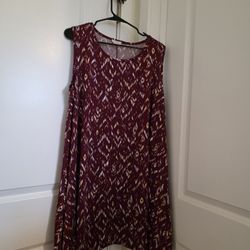 Burgundy Dress Ikat Pattern Stretchy