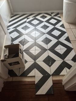 New 8x8 black and white porcelain tiles