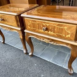 Pair of Inlaid Style Single Drawer End Tables