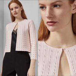 NWT $269 Ted Baker 2 US 4-6 Pink Dominna Cardigan Sweater