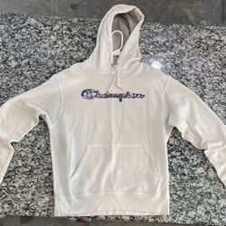 Champion Men's Flags Of The World Fleece Pullover Hoodie Medium/White. Used