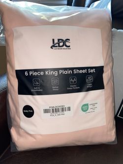 6 Piece Baby Pink King Size Sheet Set