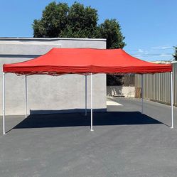 (New in box) $185 Heavy-Duty 10x20 FT Outdoor Ez Pop Up Canopy Party Tent Instant Shades w/ Carry Bag (Black, Red)
